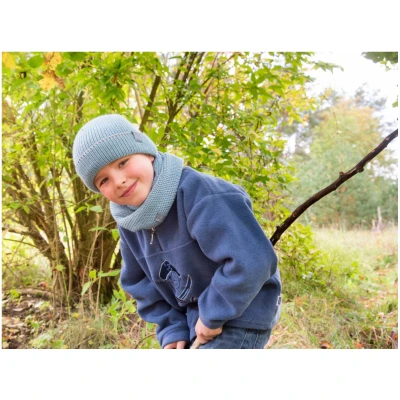 Pickapooh Kinder Schlauchschal Bio-Merinowolle blau-grau Gr.1