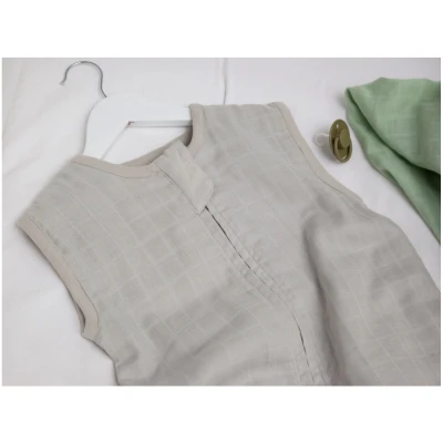 Schlafsack Baby Bio Baumwolle Musselin hellgrau Gr. 1 (70 cm)