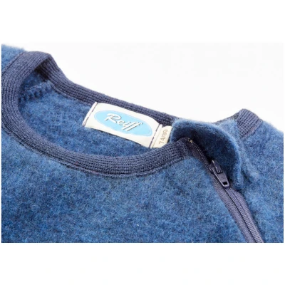 Schlafsack Baby mit Arm Bio-Merinowolle Ganzjahr marine Gr. 62/68