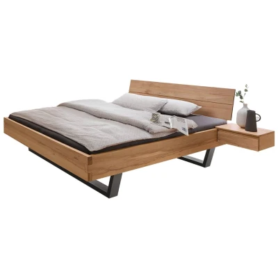 Schwebebett "Belluno-Acero" | Massivholzbetten | 180x220 cm | Kernbuche