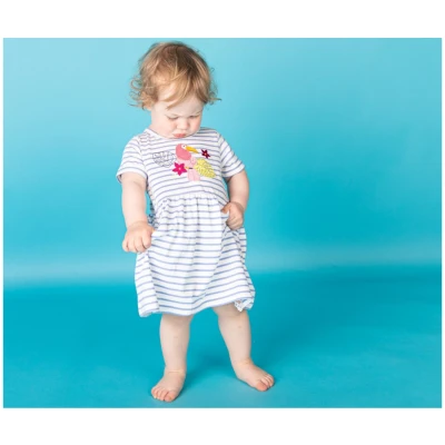 Sense Organics Baby und Kinder Kleid hellblau-gestreift Gr.62/68 (3-6 Monate)