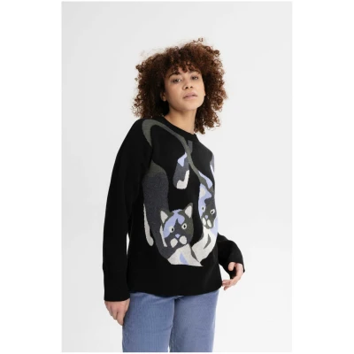 Strickpullover Faiza Cat Schwarz