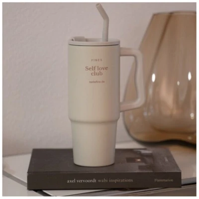 Tante Fine Tumbler Edelstahl SELF LOVE CLUB * beiger Quencher * Thermobecher * 900ml