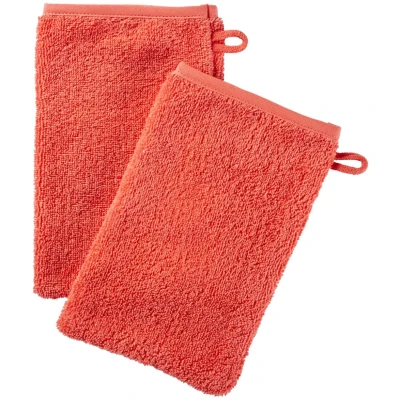 Waschhandschuh Bio-Baumwolle 2er Set koralle Maße 15 x 23 cm