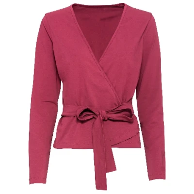 Wickelshirt aus Bio-Baumwolle mit Elastan, beere 36/38