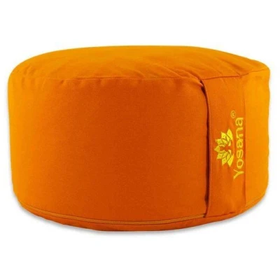 Yosana Yogakissen rund XL, Deutsche Bio-Dinkelspelzen Füllung, Durchmesser 35cm, Überzug aus Bio-Baumwolle, Sitzhöhe 15-17cm