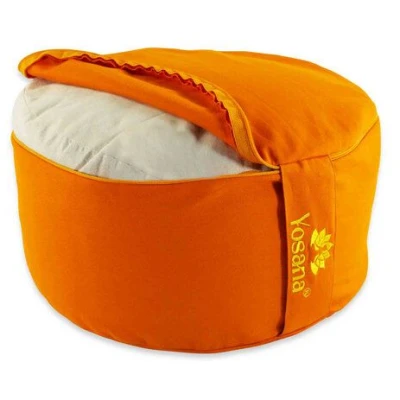 Yosana Yogakissen rund XL, Deutsche Bio-Dinkelspelzen Füllung, Durchmesser 35cm, Überzug aus Bio-Baumwolle, Sitzhöhe 15-17cm