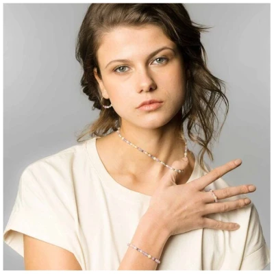 fejn jewelry Kette 'spring pearl' mit Süsswasserperlen und Halbedelsteinen