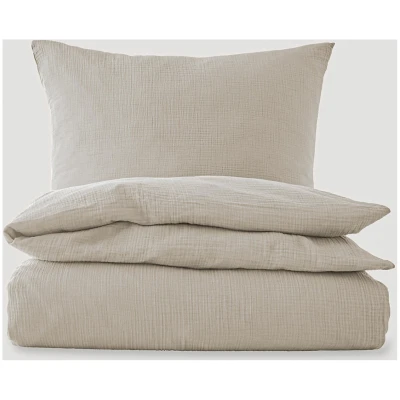 hessnatur Baby Bettwäsche Musselin aus Bio-Baumwolle - beige - Größe 135x200 / 80x80 cm