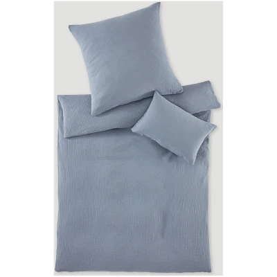 hessnatur Baby Musselin Bettwäsche-Set aus Bio-Baumwolle - blau - Größe 135x200 / 80x80 cm