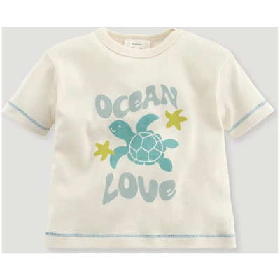 hessnatur Baby Print T-Shirt Regular aus Bio-Baumwolle - blau - Größe 62/68