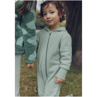 hessnatur Baby Softfleece Overall Regular aus Bio-Baumwolle - grün - Größe 50/56