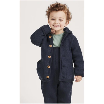hessnatur Baby Wollwalk Jacke Regular aus Bio-Merinowolle - blau - Größe 62/68