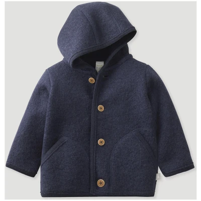 hessnatur Baby Wollwalk Jacke Regular aus Bio-Merinowolle - blau - Größe 62/68