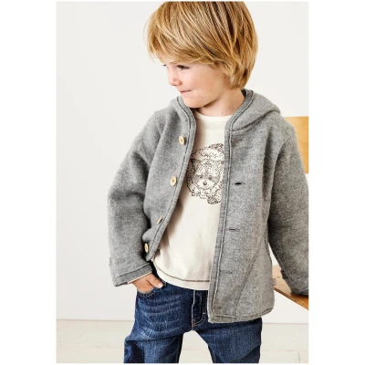 hessnatur Baby Wollwalk Jacke Regular aus Bio-Merinowolle - grau - Größe 62/68