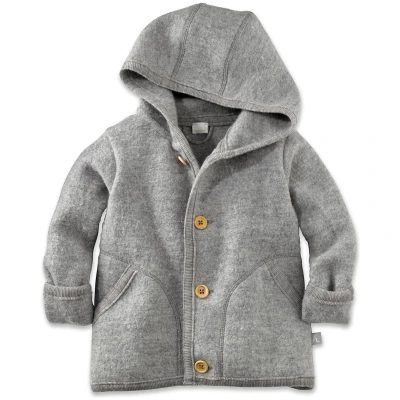hessnatur Baby Wollwalk Jacke Regular aus Bio-Merinowolle - grau - Größe 62/68
