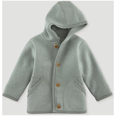 hessnatur Baby Wollwalk Jacke Regular aus Bio-Merinowolle - grün - Größe 62/68