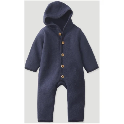 hessnatur Baby Wollwalk Overall Regular aus Bio-Merinowolle - blau - Größe 50/56