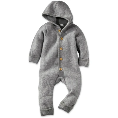 hessnatur Baby Wollwalk Overall Regular aus Bio-Merinowolle - grau - Größe 50/56