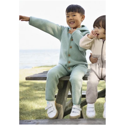 hessnatur Baby Wollwalk Overall Regular aus Bio-Merinowolle - grün - Größe 50/56