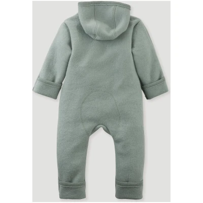 hessnatur Baby Wollwalk Overall Regular aus Bio-Merinowolle - grün - Größe 50/56