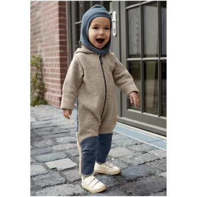 hessnatur Baby Wollwalk Overall Regular mit Softshell und Bio-Merinowolle - grau - Größe 62/68
