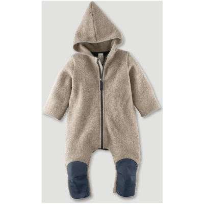 hessnatur Baby Wollwalk Overall Regular mit Softshell und Bio-Merinowolle - grau - Größe 62/68