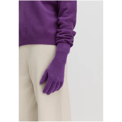hessnatur Damen BetterRecycling Fingerhandschuhe aus Kaschmir - lila - Größe 1size