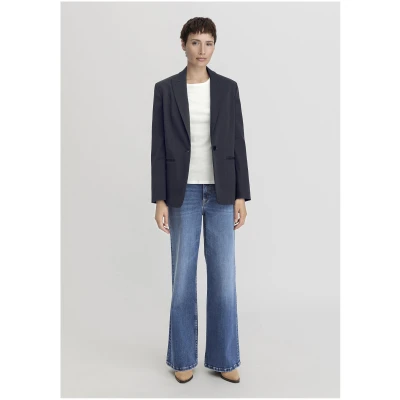 hessnatur Damen Blazer Relaxed aus TENCEL™ Lyocell mit Bio-Baumwolle - blau - Größe 34