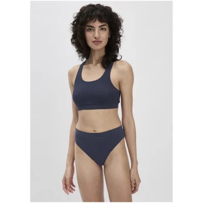 hessnatur Damen Bustier Racerback SOFT RIB aus Bio-Baumwolle - blau - Größe 34