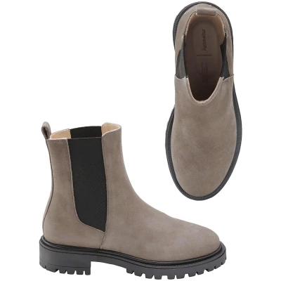 hessnatur Damen Chelsea Boots aus chromfrei gegerbtem Nubuk-Leder - beige - Größe 36