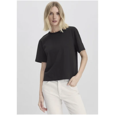 hessnatur Damen Heavy Jersey T-Shirt Oversize aus Bio-Baumwolle - schwarz - Größe 34