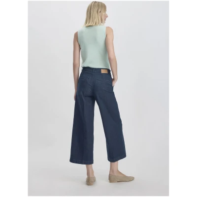 hessnatur Damen Jeans Culotte BETTER RECYCLING aus 100% hochwertiger Bio-Baumwolle - blau - Größe 34