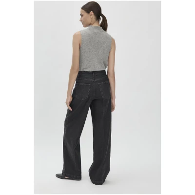 hessnatur Damen Jeans Super Wide Leg BETTER RECYCLING aus wertvollem Bio-Denim - schwarz - Größe 26/32