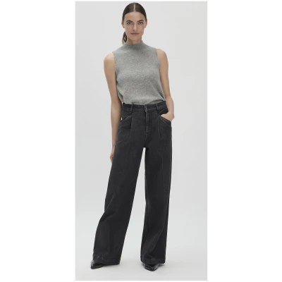 hessnatur Damen Jeans Super Wide Leg BETTER RECYCLING aus wertvollem Bio-Denim - schwarz - Größe 26/32
