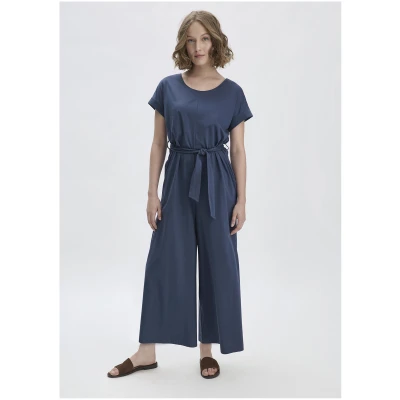 hessnatur Damen Jersey Jumpsuit Oversize aus Bio-Baumwolle - blau - Größe 34