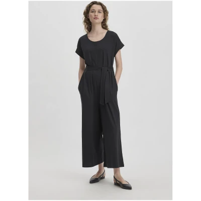 hessnatur Damen Jersey Jumpsuit Oversize aus Bio-Baumwolle - schwarz - Größe 34