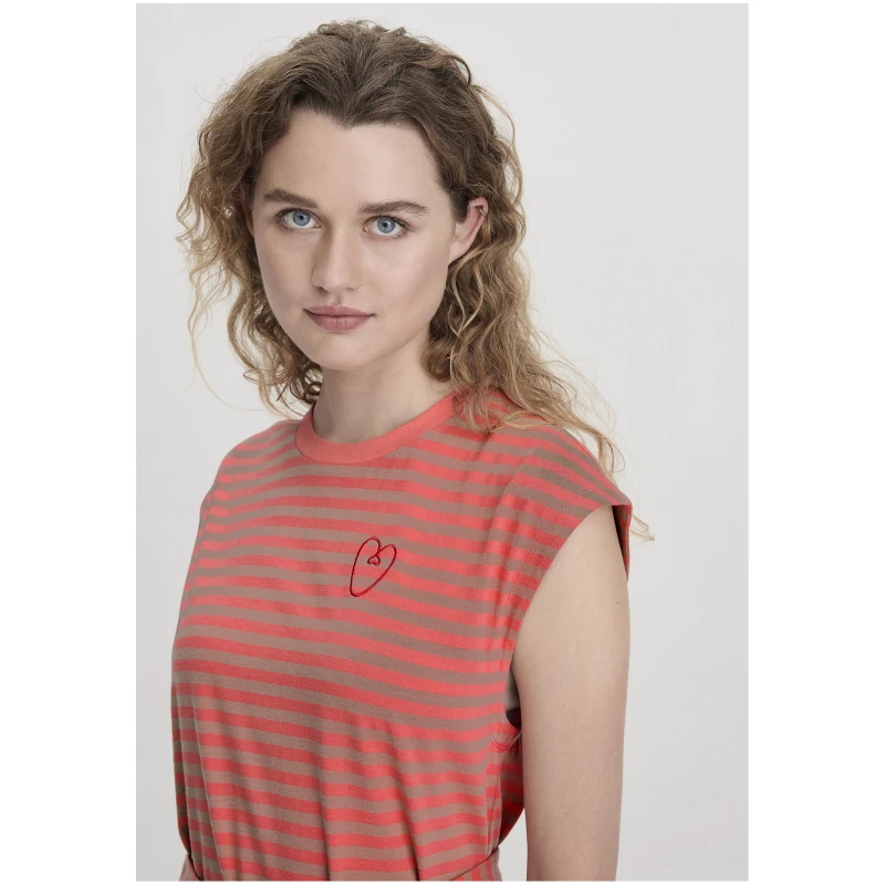 hessnatur Damen Jersey Kleid Midi Regular aus Bio-Baumwolle - rot - Größe 34