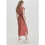 hessnatur Damen Jersey Kleid Midi Regular aus Bio-Baumwolle - rot - Größe 34