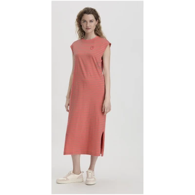 hessnatur Damen Jersey Kleid Midi Regular aus Bio-Baumwolle - rot - Größe 34