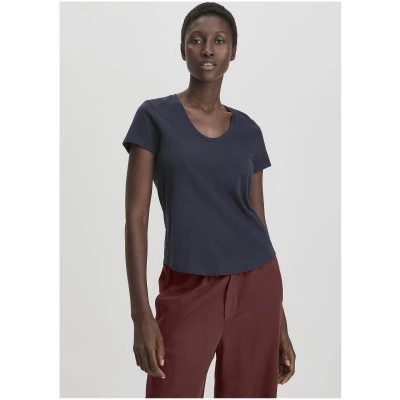 hessnatur Damen Jersey Slub T-Shirt Regular aus Bio-Baumwolle - blau - Größe 34