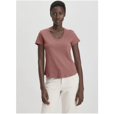 hessnatur Damen Jersey Slub T-Shirt Regular aus Bio-Baumwolle - braun - Größe 34