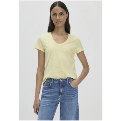 hessnatur Damen Jersey Slub T-Shirt Regular aus Bio-Baumwolle - gelb - Größe 34