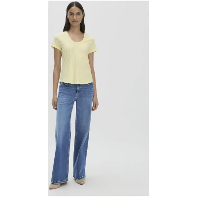 hessnatur Damen Jersey Slub T-Shirt Regular aus Bio-Baumwolle - gelb - Größe 34