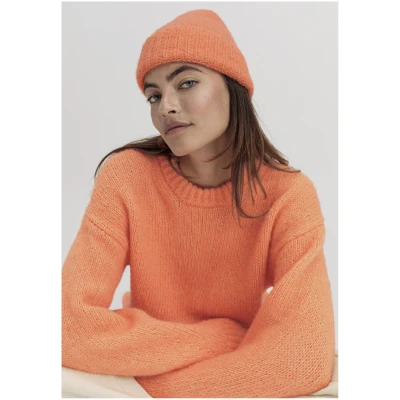 hessnatur Damen Mütze aus Alpaka mit Bio-Pima-Baumwolle - orange - Größe One Size