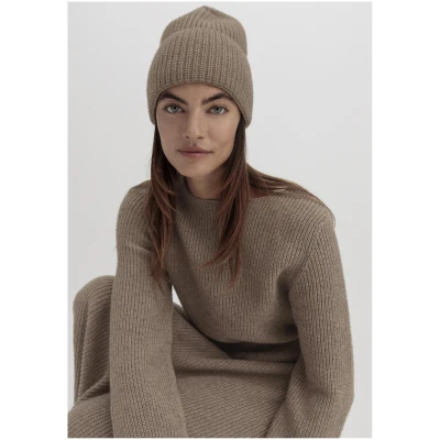 hessnatur Damen Mütze aus Bio-Merinowolle mit Bio-Baumwolle - braun - Größe One Size