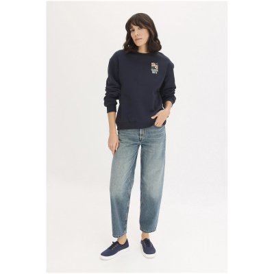 hessnatur Damen NAITO × HESSNATUR Placed Print Sweatshirt Oversize aus Bio-Baumwolle - blau - Größe 34