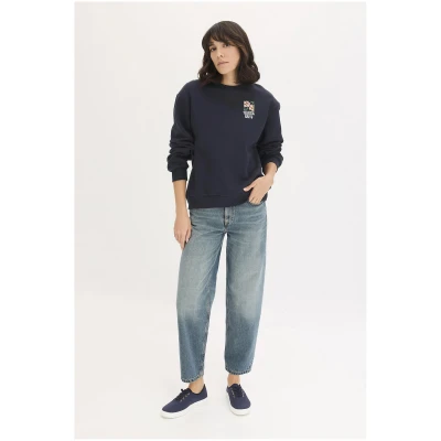 hessnatur Damen NAITO × HESSNATUR Placed Print Sweatshirt Oversize aus Bio-Baumwolle - blau - Größe 34