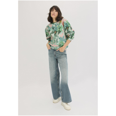hessnatur Damen NAITO × HESSNATUR Print Sweatshirt Relaxed aus Bio-Baumwolle - grün - Größe 34