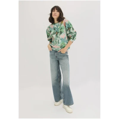 hessnatur Damen NAITO × HESSNATUR Print Sweatshirt Relaxed aus Bio-Baumwolle - grün - Größe 34